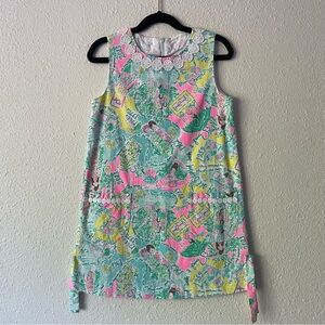 Lilly Pulitzer girl’s Classic Shift Dress In The Beginning print, size 7